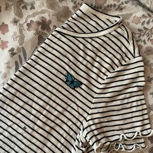 NWT Striped Butterfly Crop Top